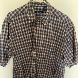 Izod plaid short sleeve shirt. Size L
